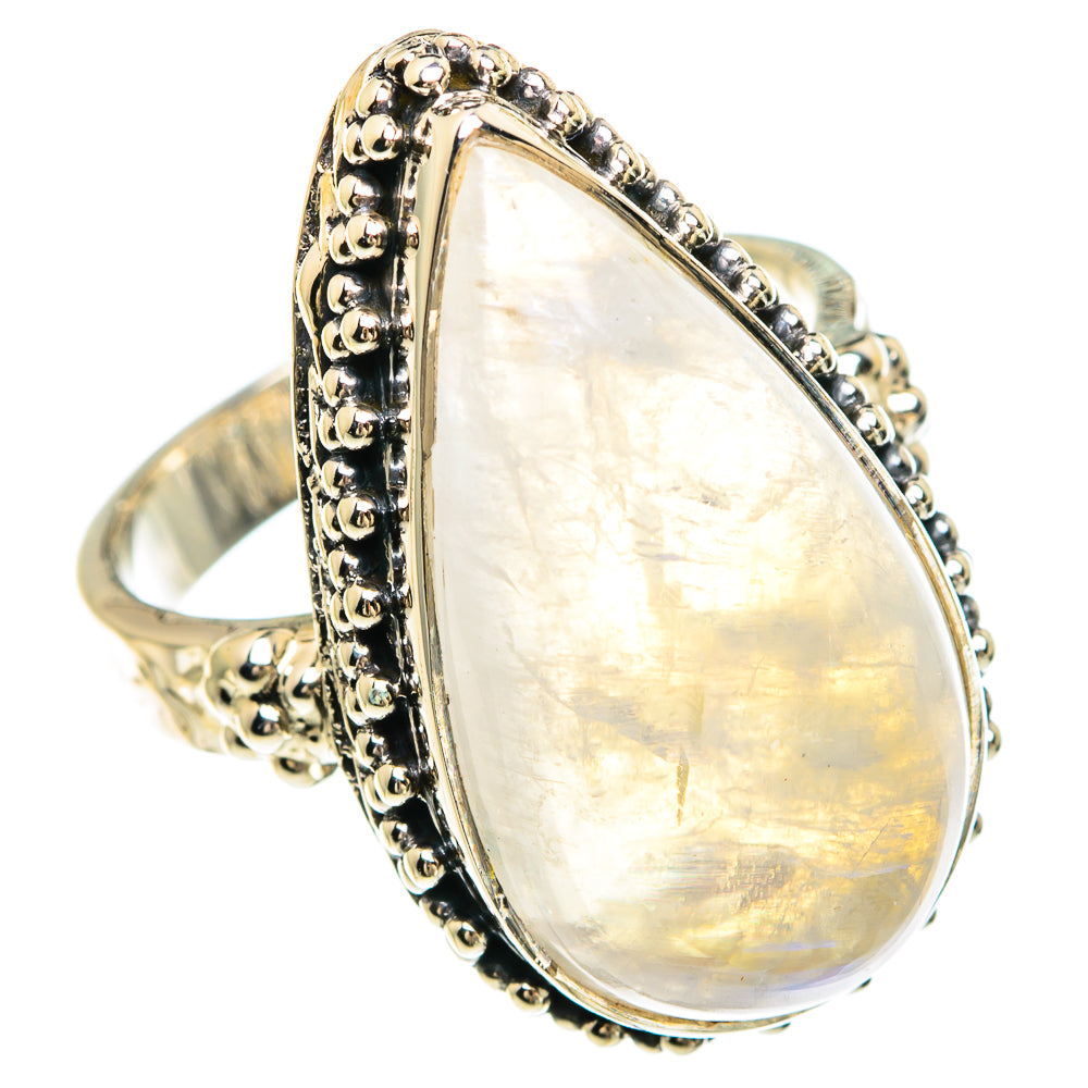 Rainbow Moonstone Rings handcrafted by Anasilvercos - RING82409