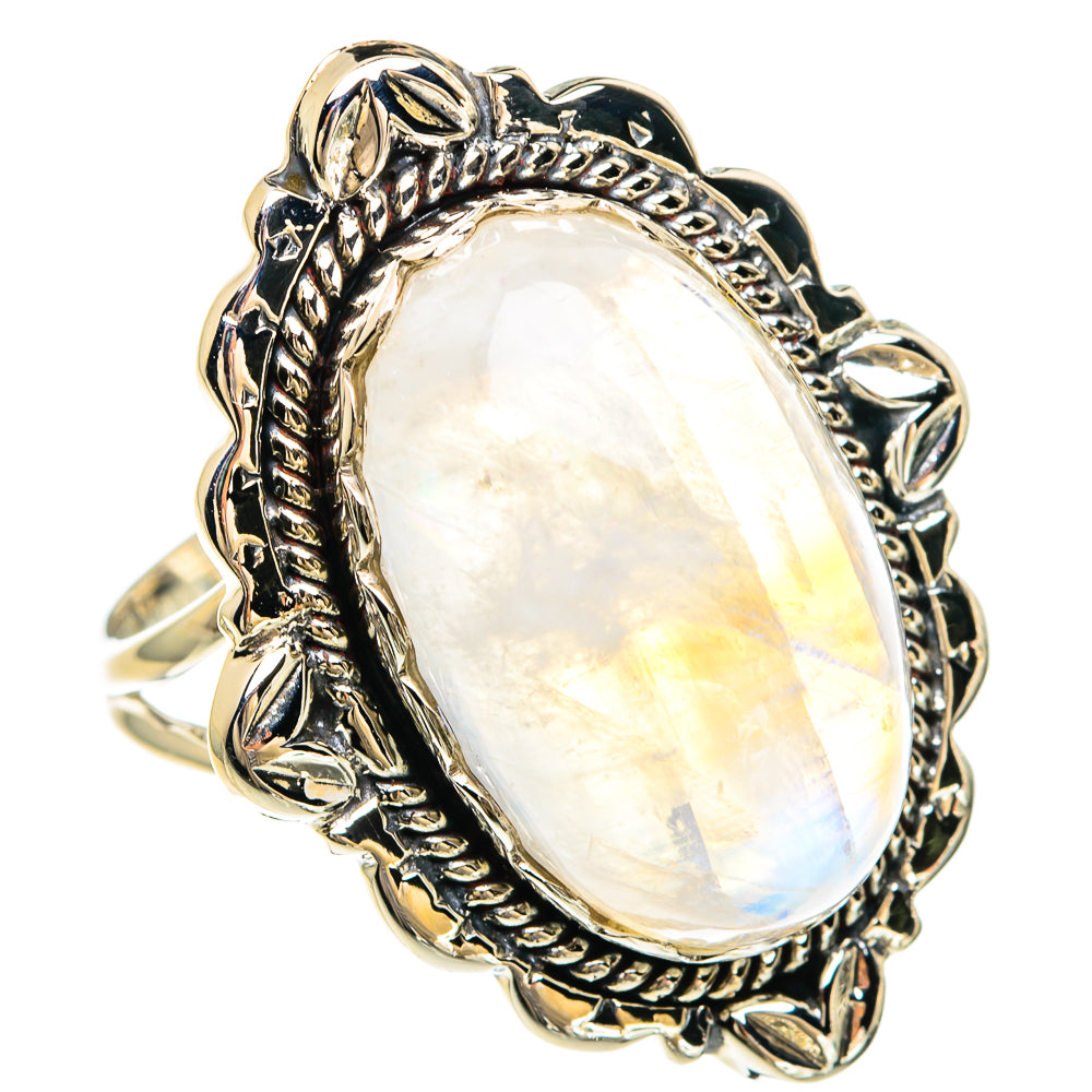 Rainbow Moonstone Rings handcrafted by Anasilvercos - RING82412