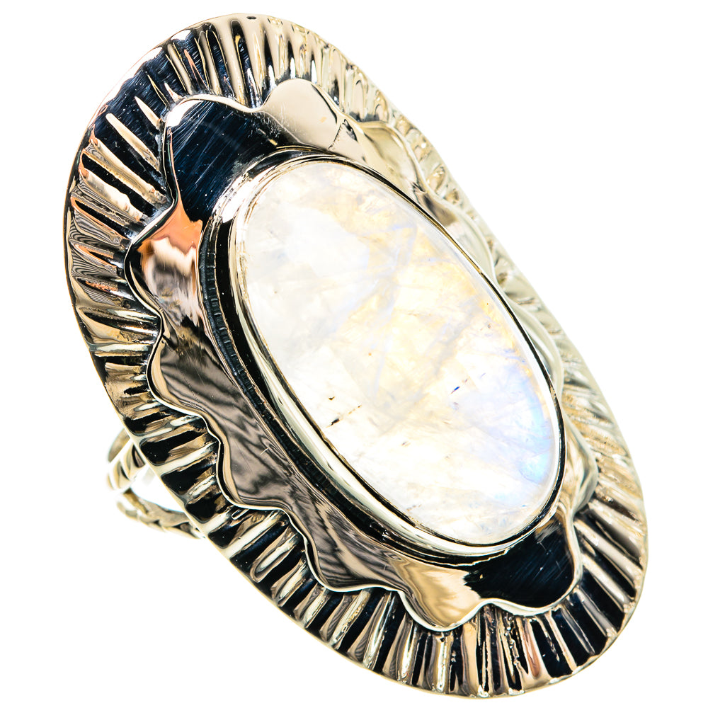 Rainbow Moonstone Rings handcrafted by Anasilvercos - RING82426