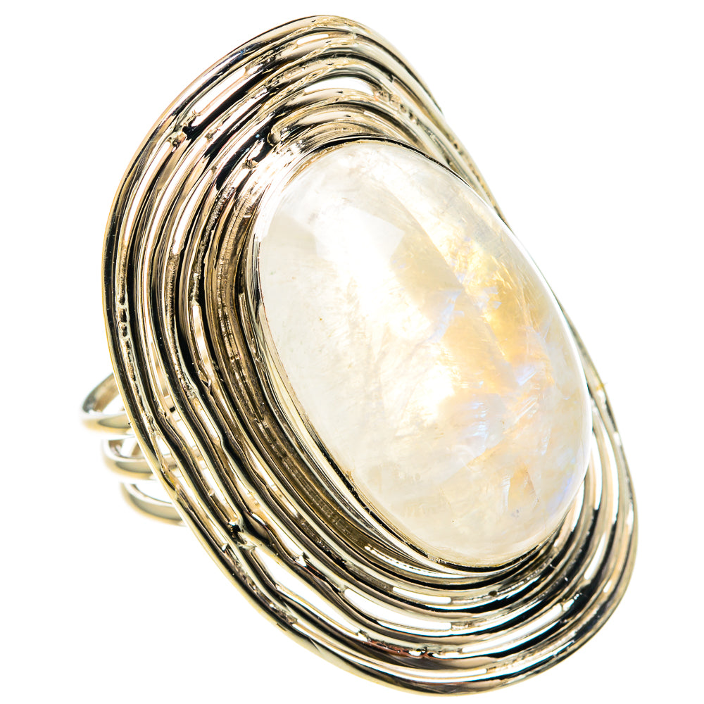 Rainbow Moonstone Rings handcrafted by Anasilvercos - RING82427