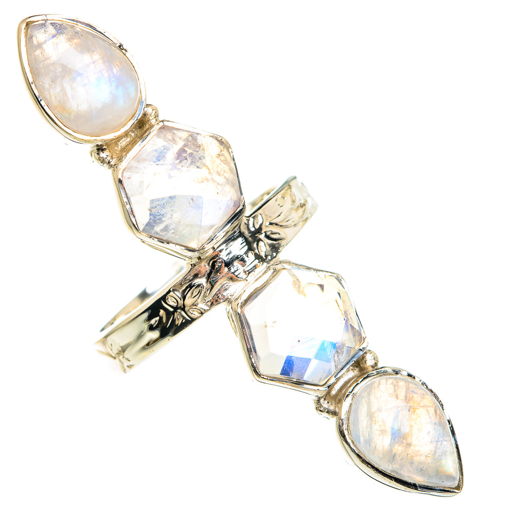 Rainbow Moonstone Rings handcrafted by Anasilvercos - RING82428