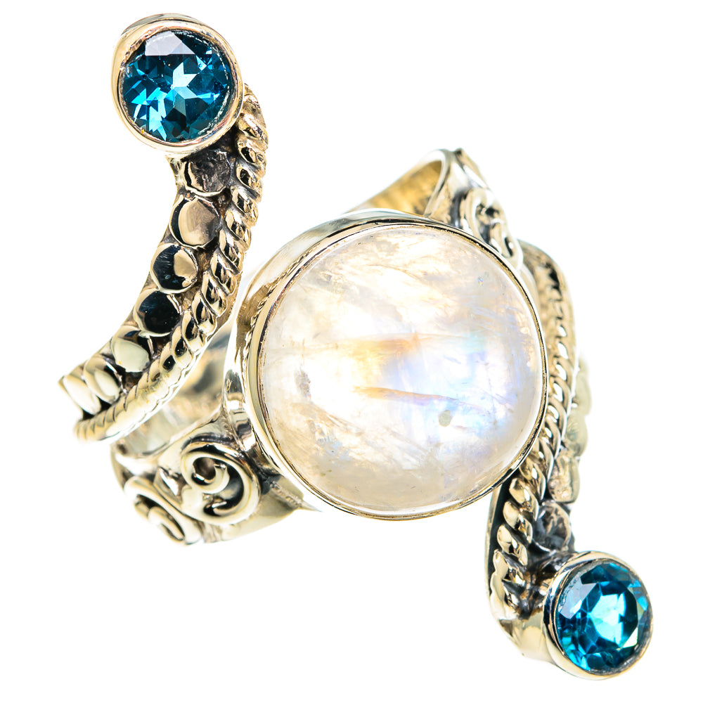Rainbow Moonstone Rings handcrafted by Anasilvercos - RING82429