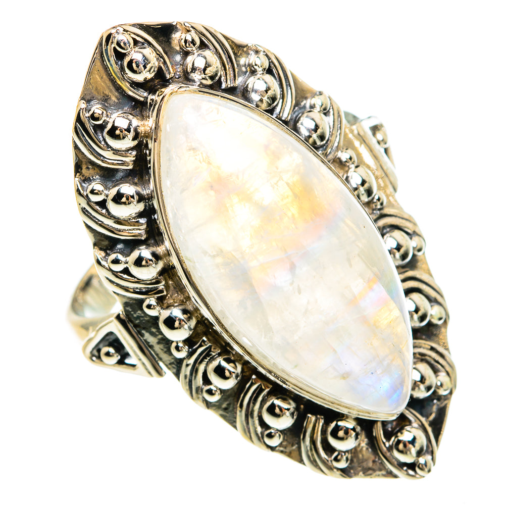 Rainbow Moonstone Rings handcrafted by Anasilvercos - RING82437