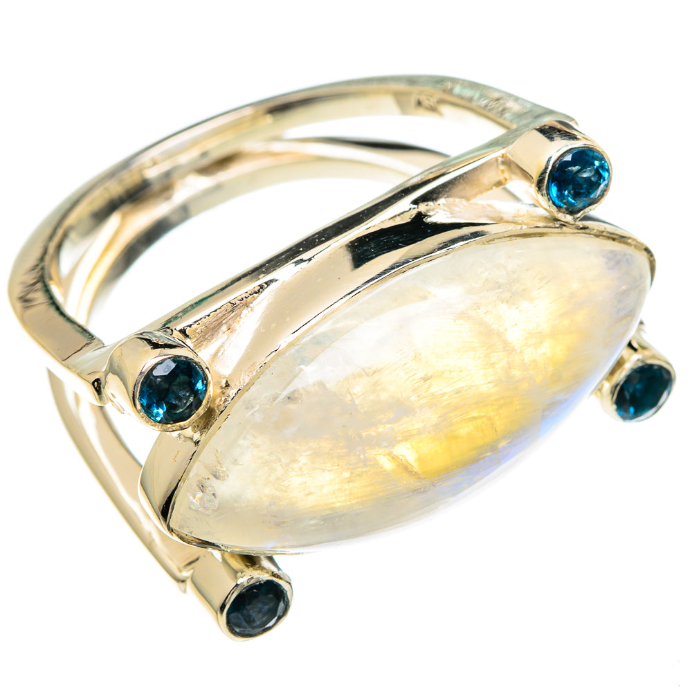 Rainbow Moonstone Rings handcrafted by Anasilvercos - RING82439