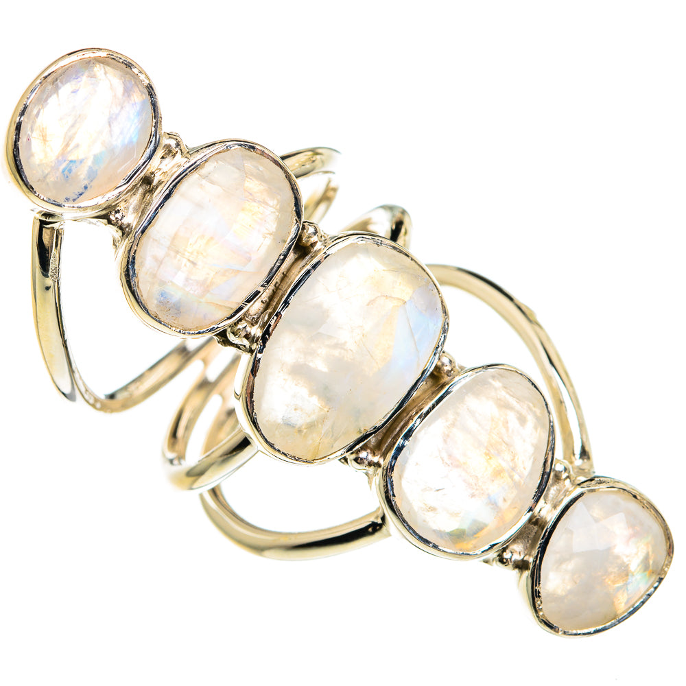 Rainbow Moonstone Rings handcrafted by Anasilvercos - RING82441