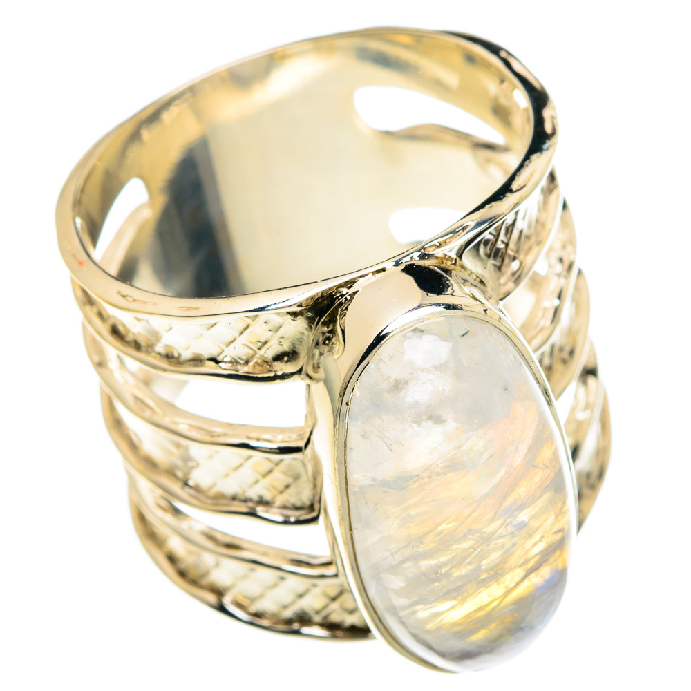Rainbow Moonstone Rings handcrafted by Anasilvercos - RING82449