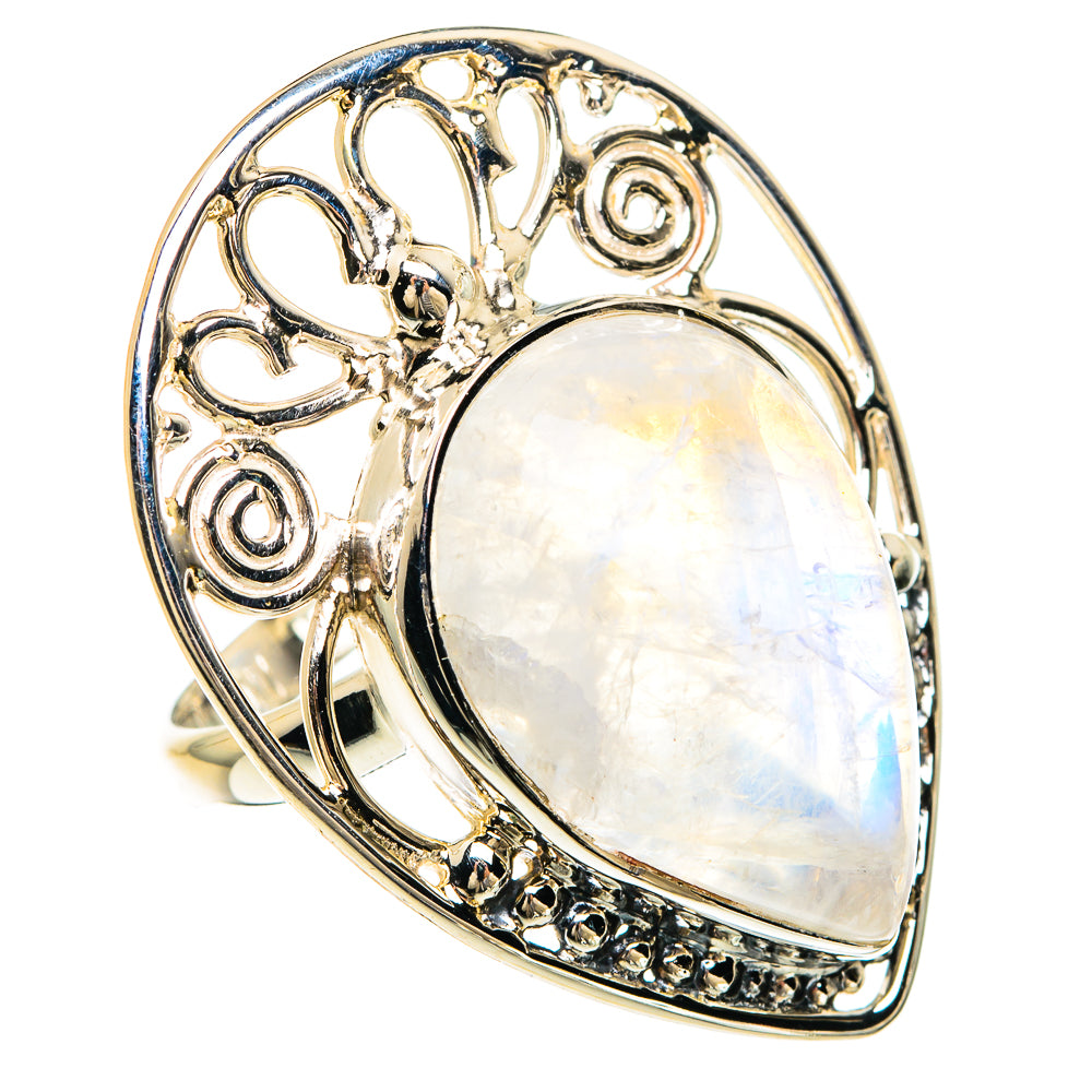 Rainbow Moonstone Rings handcrafted by Anasilvercos - RING82451