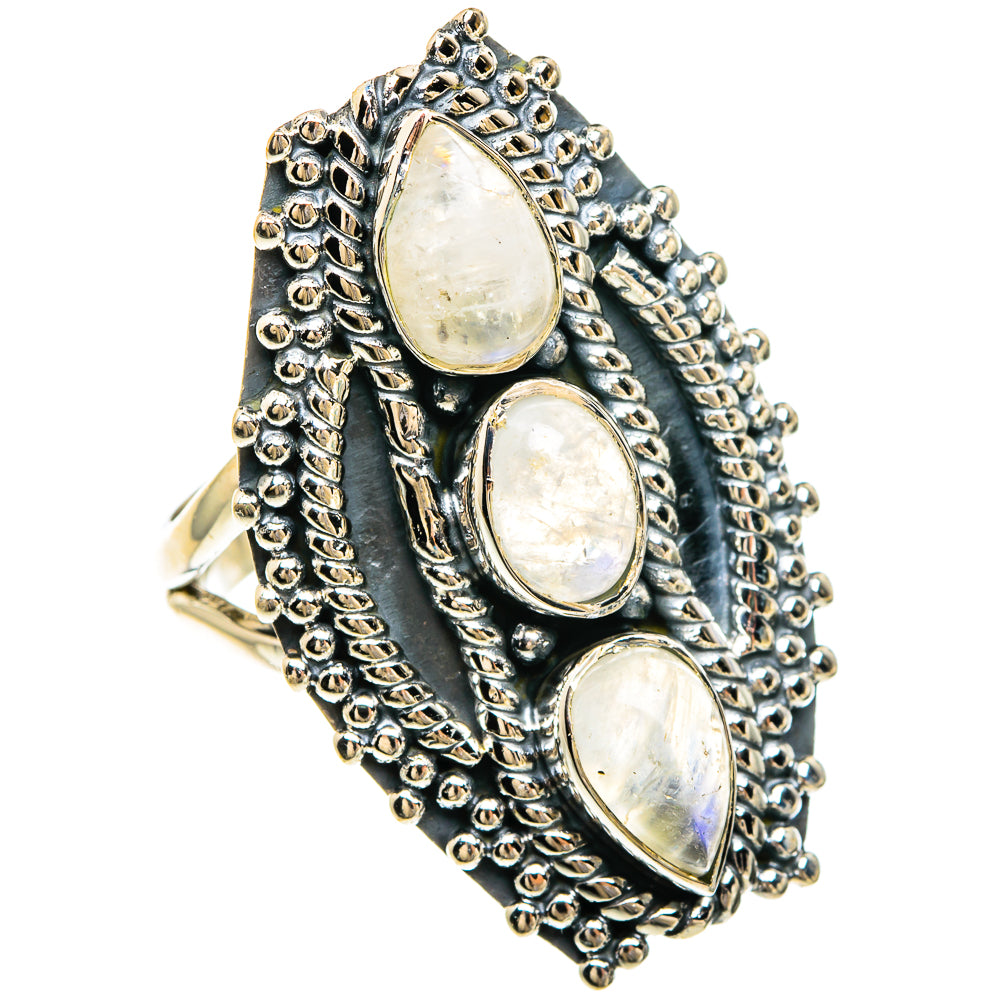 Rainbow Moonstone Rings handcrafted by Anasilvercos - RING82486