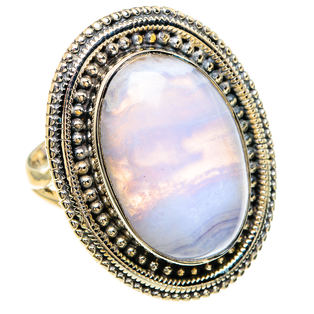 Blue Lace Agate Rings handcrafted by Anasilvercos - RING82487