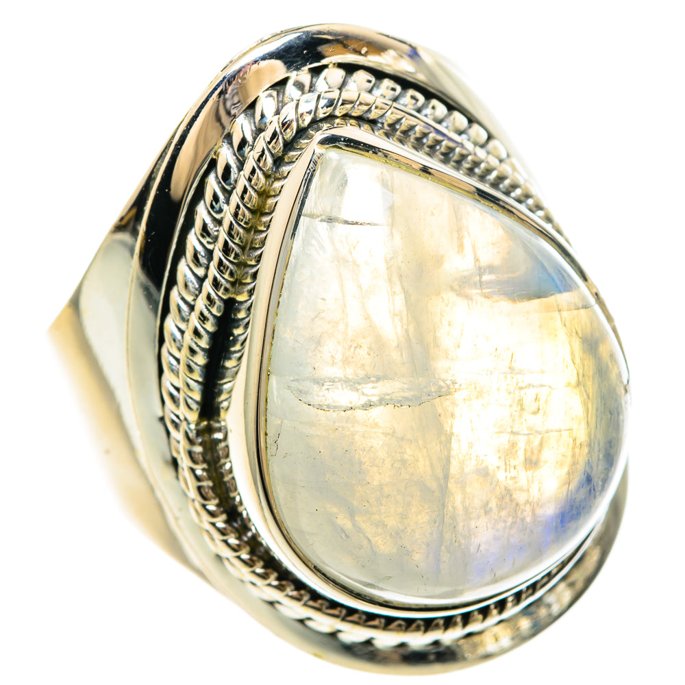Rainbow Moonstone Rings handcrafted by Anasilvercos - RING82491