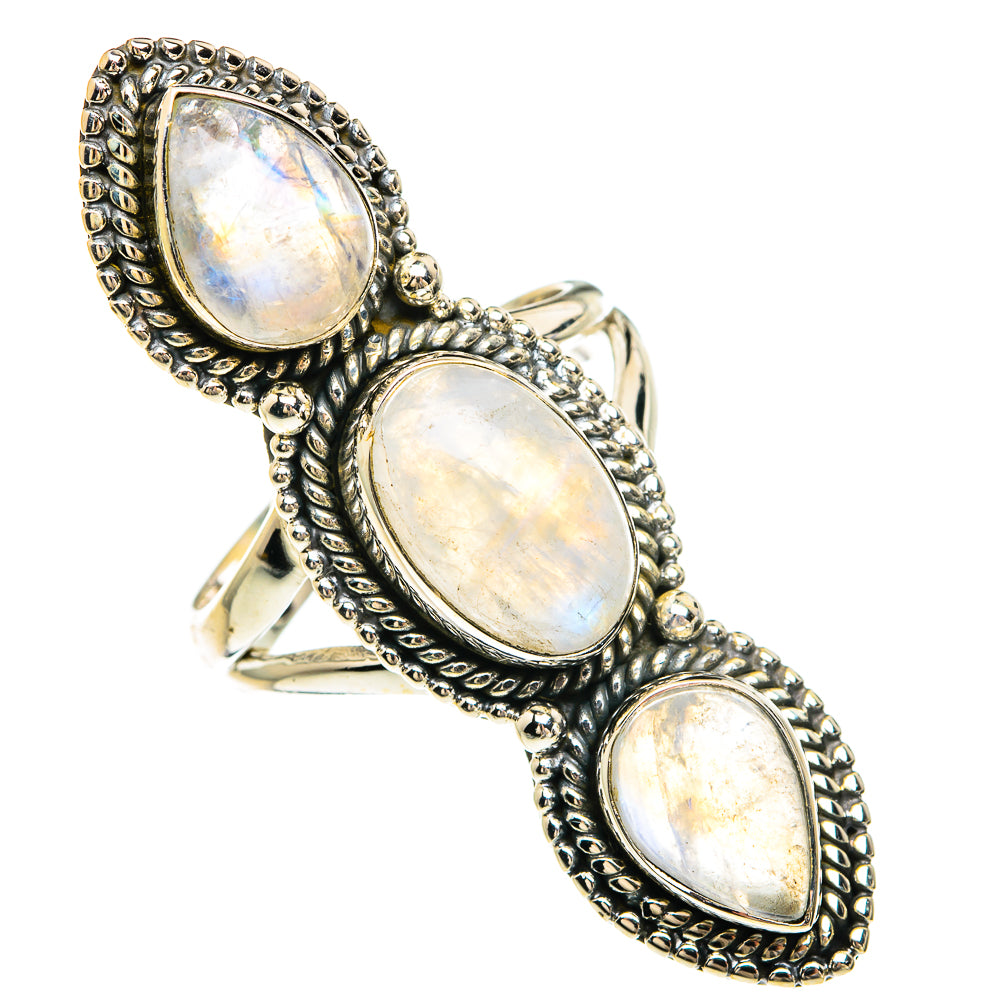 Rainbow Moonstone Rings handcrafted by Anasilvercos - RING82492
