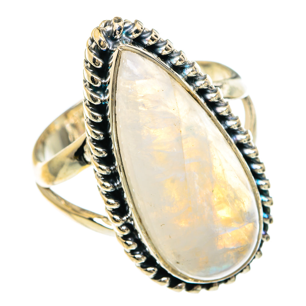 Rainbow Moonstone Rings handcrafted by Anasilvercos - RING82493