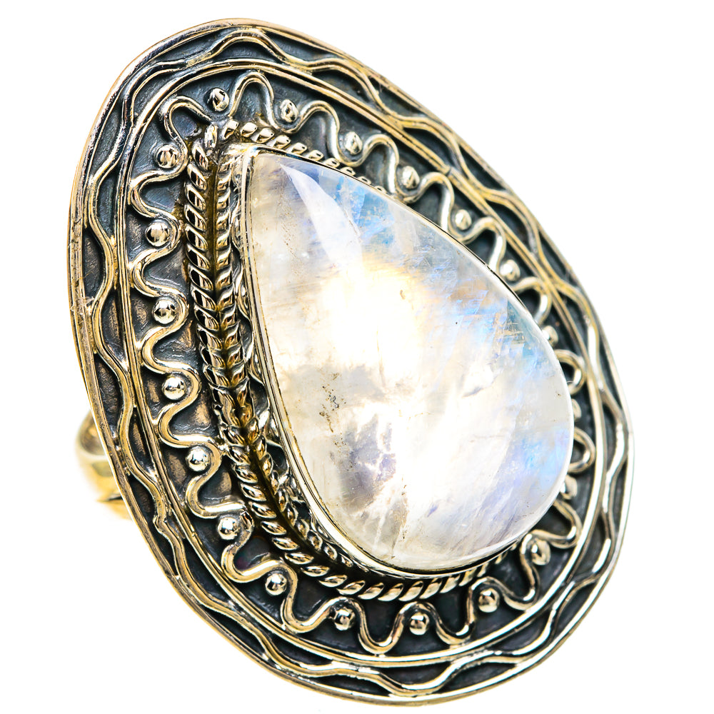 Rainbow Moonstone Rings handcrafted by Anasilvercos - RING82529