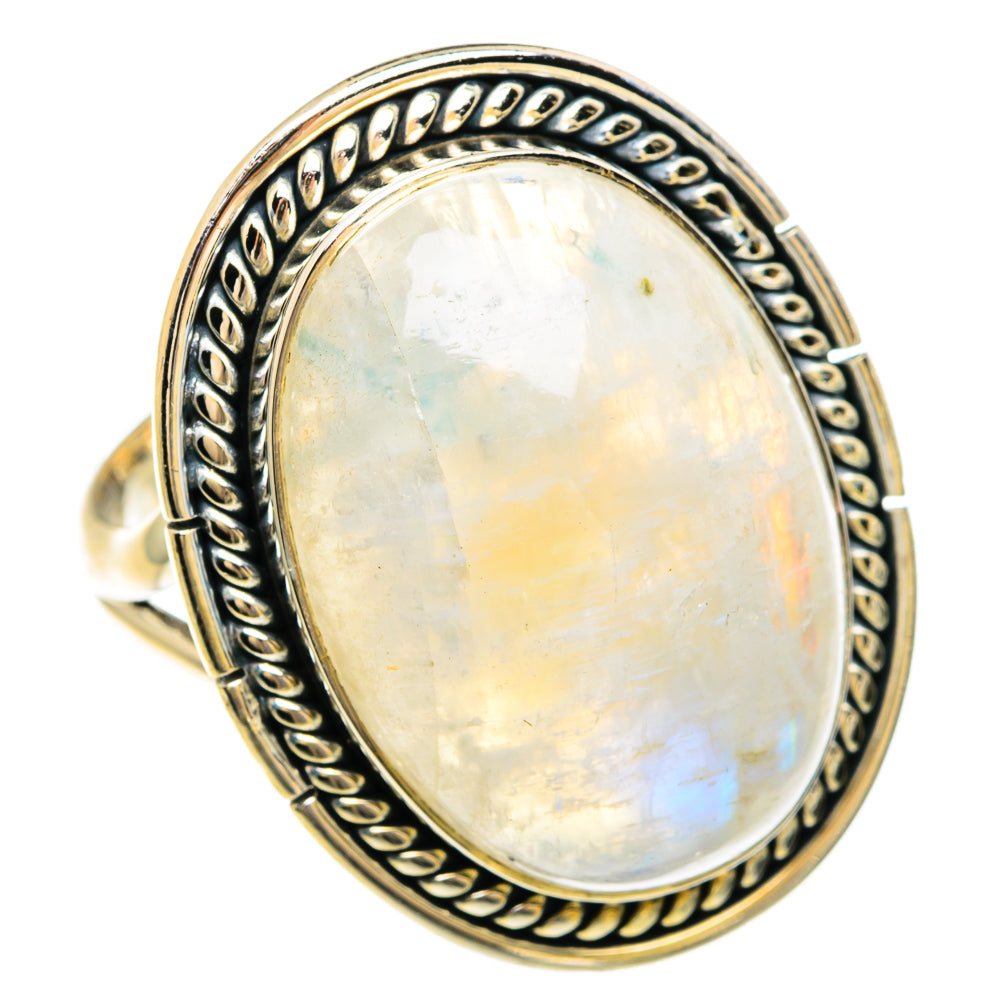 Rainbow Moonstone Rings handcrafted by Anasilvercos - RING82531