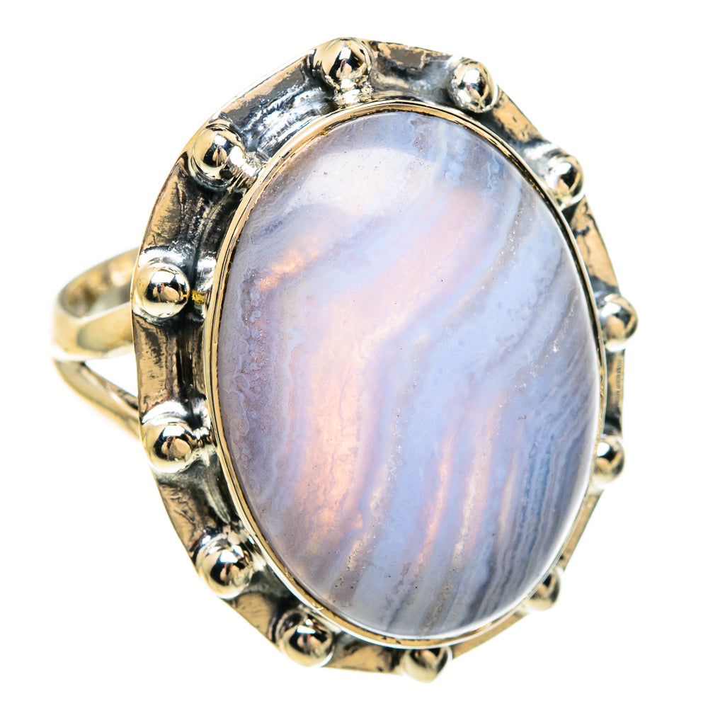 Blue Lace Agate Rings handcrafted by Anasilvercos - RING82561