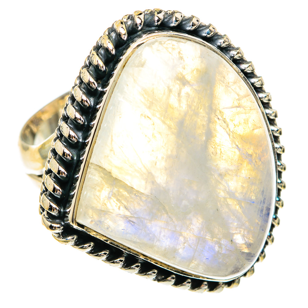 Rainbow Moonstone Rings handcrafted by Anasilvercos - RING82599