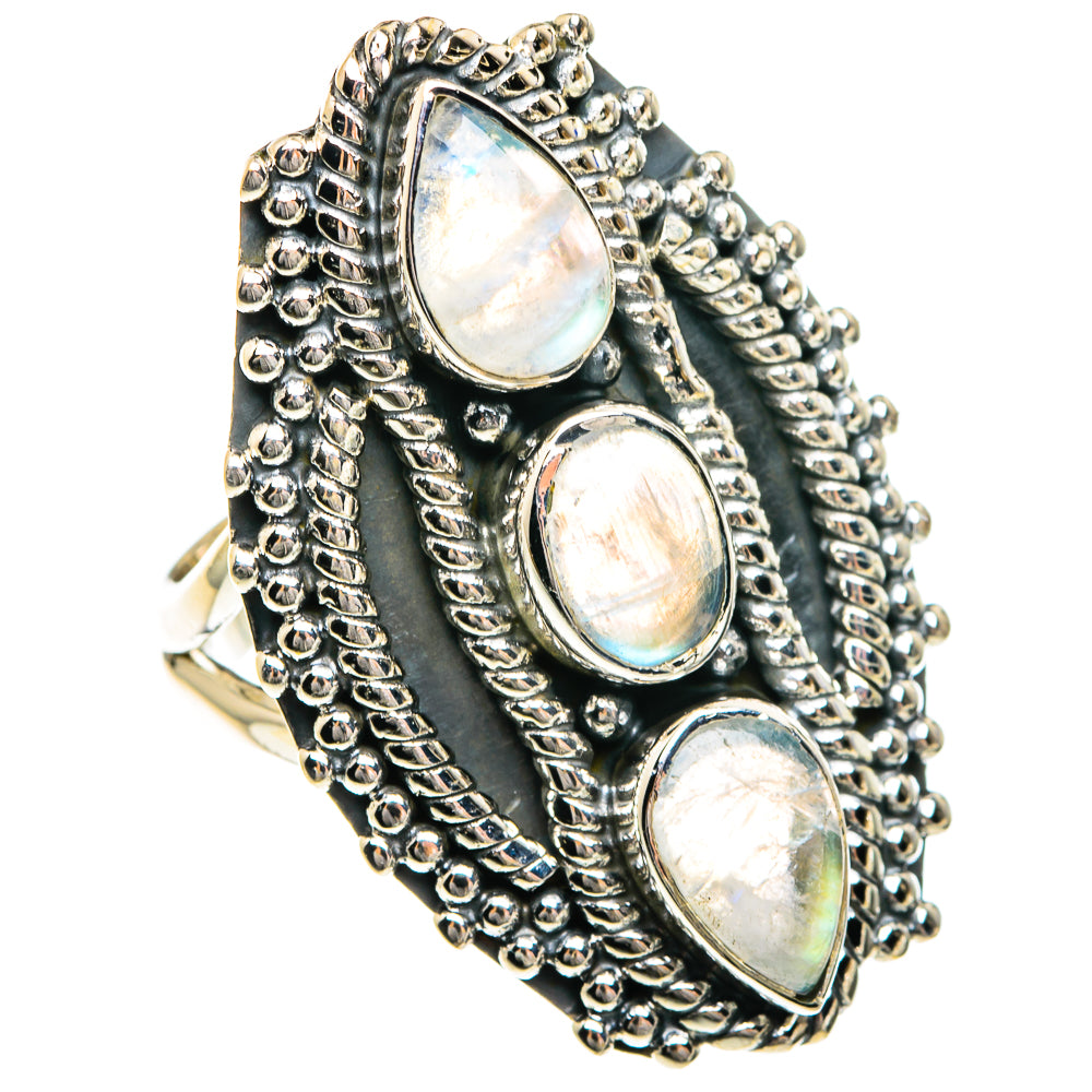 Rianbow Moonstone Rings handcrafted by Anasilvercos - RING82600