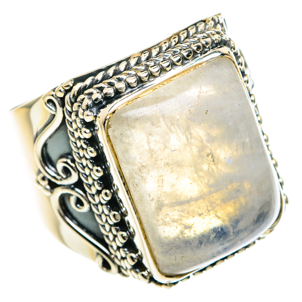 Rainbow Moonstone Rings handcrafted by Anasilvercos - RING82602