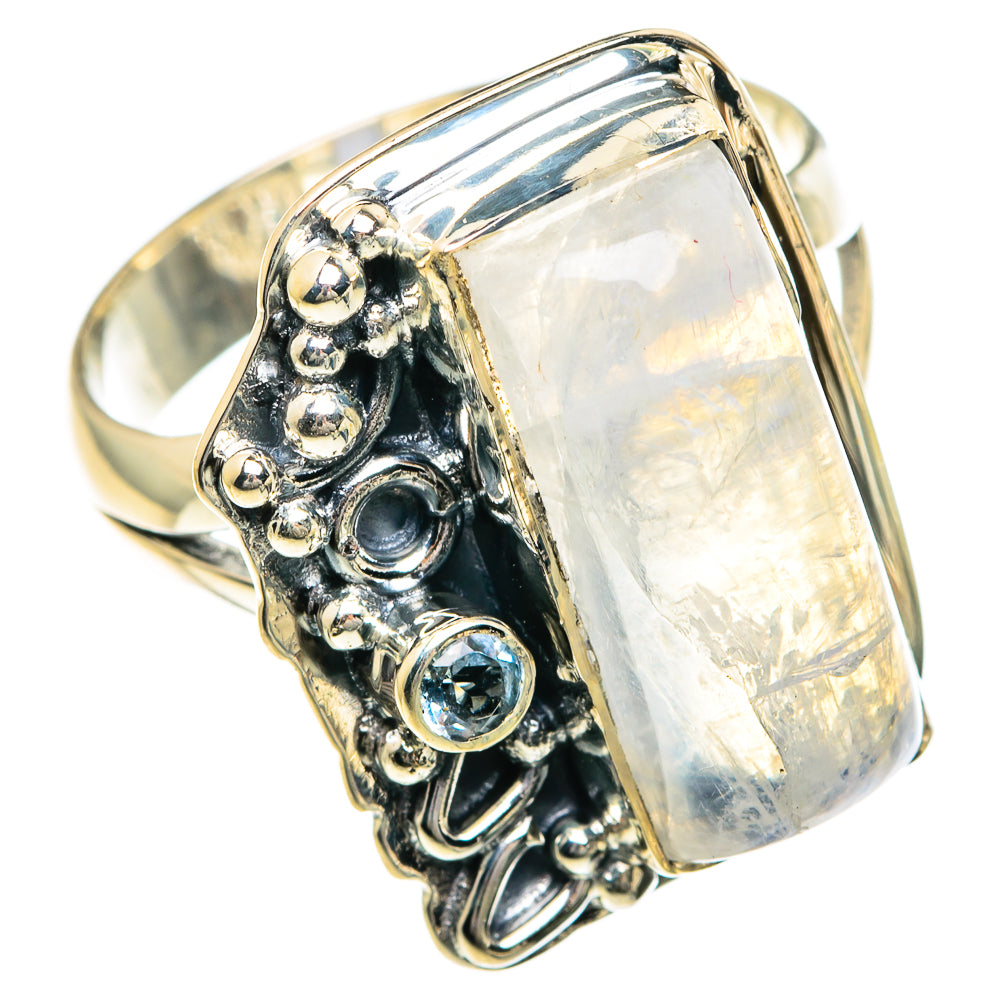 Rainbow Moonstone Rings handcrafted by Anasilvercos - RING82627