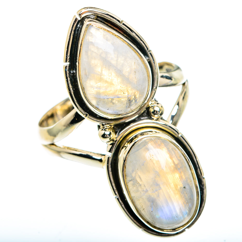 Rainbow Moonstone Rings handcrafted by Anasilvercos - RING82629