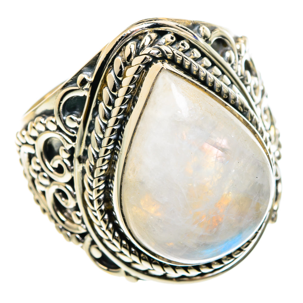 Rainbow Moonstone Rings handcrafted by Anasilvercos - RING82630