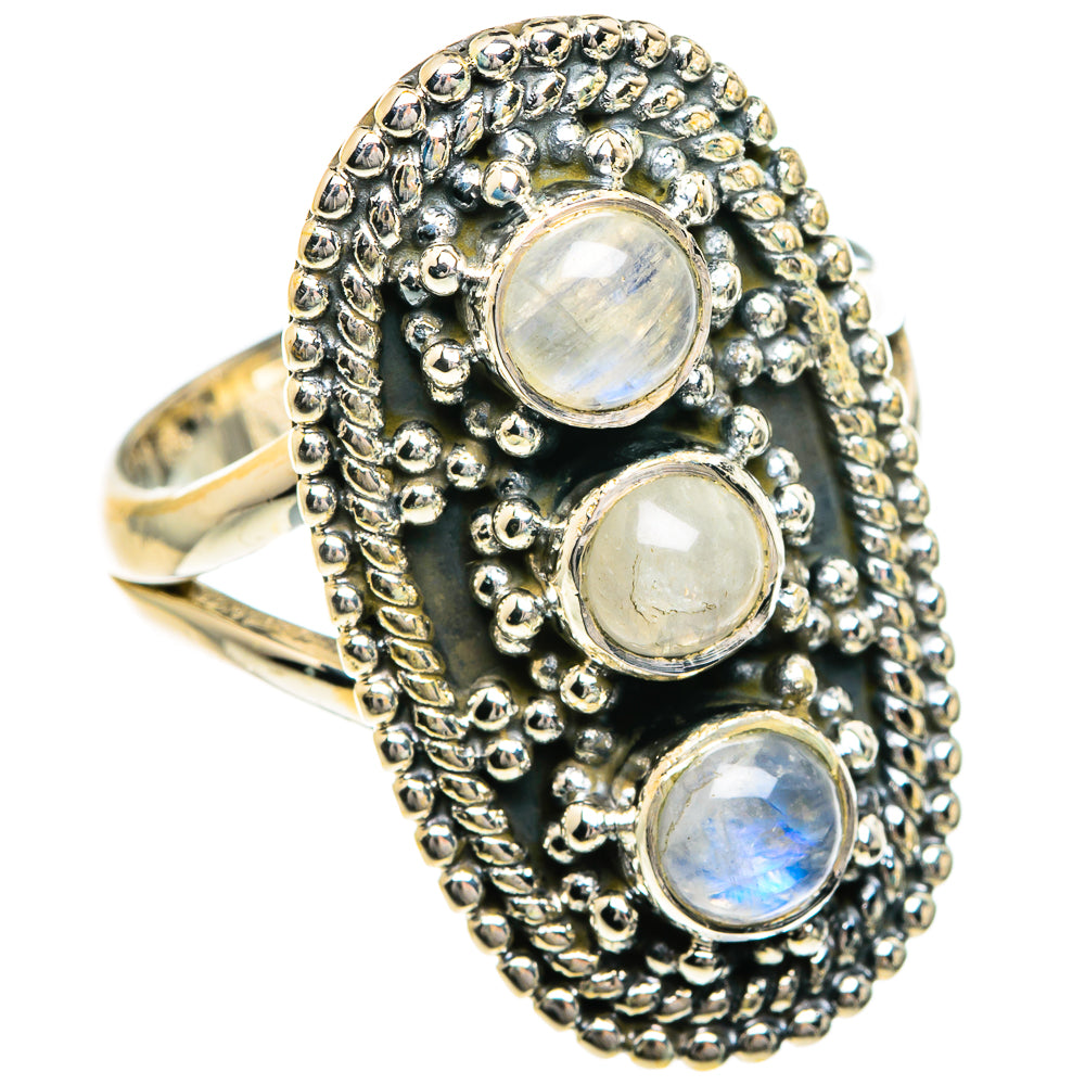 Rainbow Moonstone Rings handcrafted by Anasilvercos - RING82658