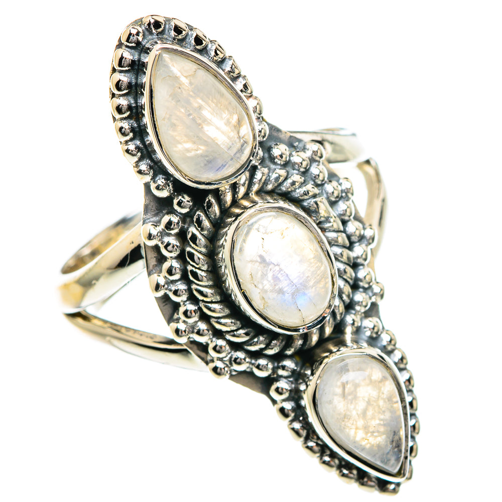 Rainbow Moonstone Rings handcrafted by Anasilvercos - RING82659
