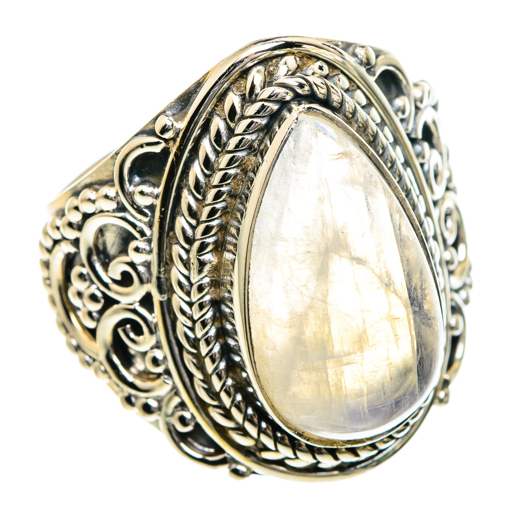 Rainbow Moosntone Rings handcrafted by Anasilvercos - RING82661