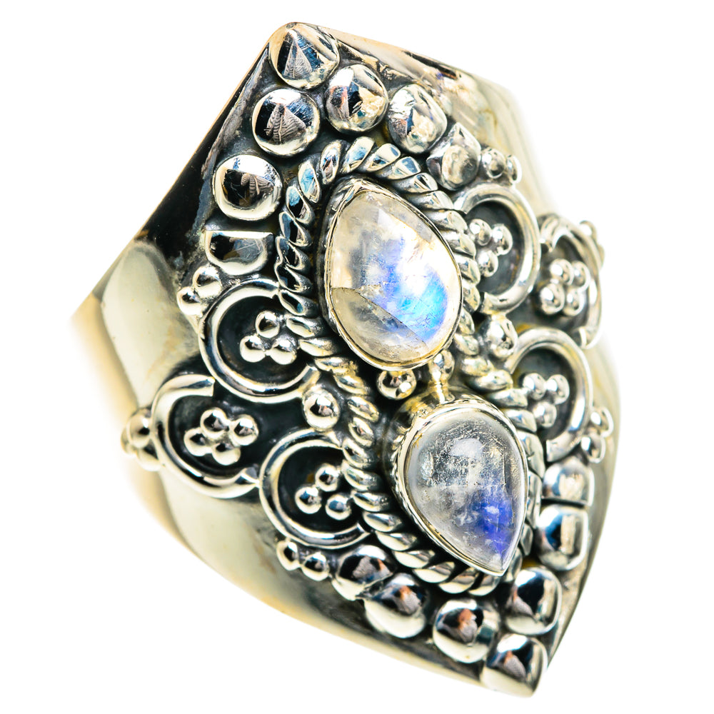 Rainbow Moonstone Rings handcrafted by Anasilvercos - RING82662