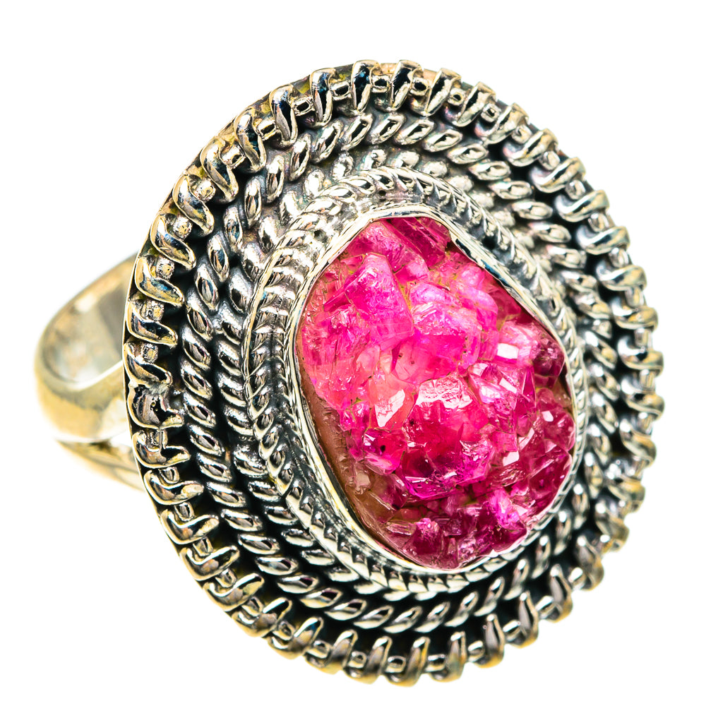 Pink Agate Druzy Rings handcrafted by Anasilvercos - RING82685
