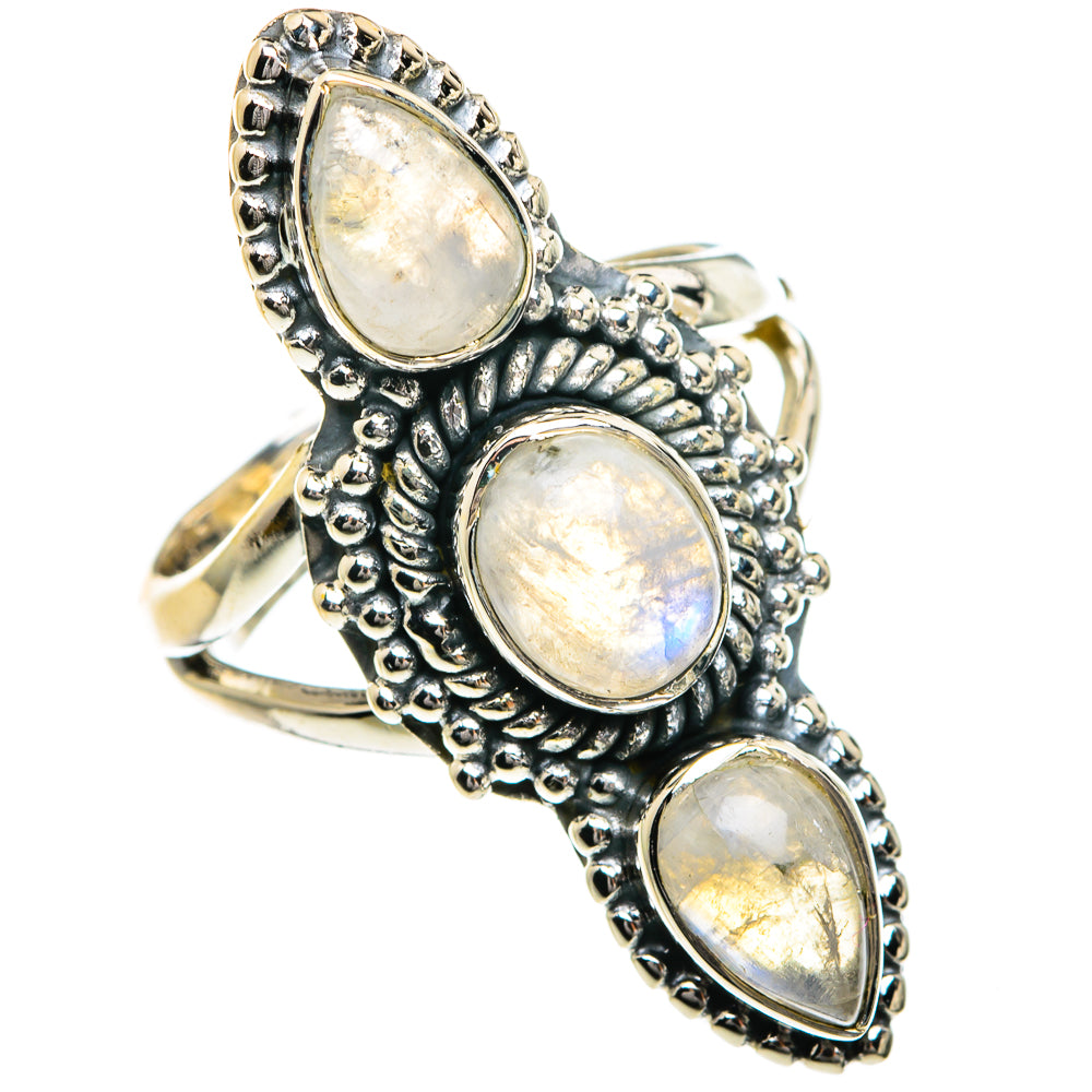 Rainbow Moonstone Rings handcrafted by Anasilvercos - RING82690