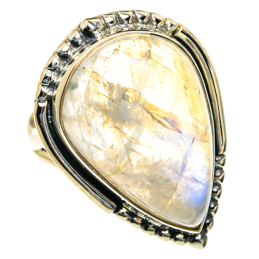 Rainbow Moonstone Rings handcrafted by Anasilvercos - RING82691