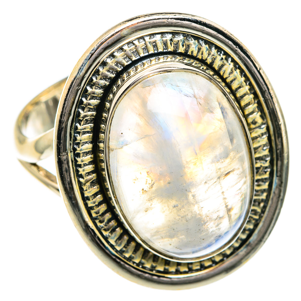 Rainbow Moonstone Rings handcrafted by Anasilvercos - RING82693