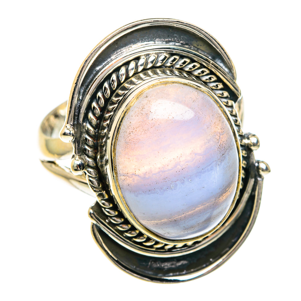 Blue Lace Agate Rings handcrafted by Anasilvercos - RING82694