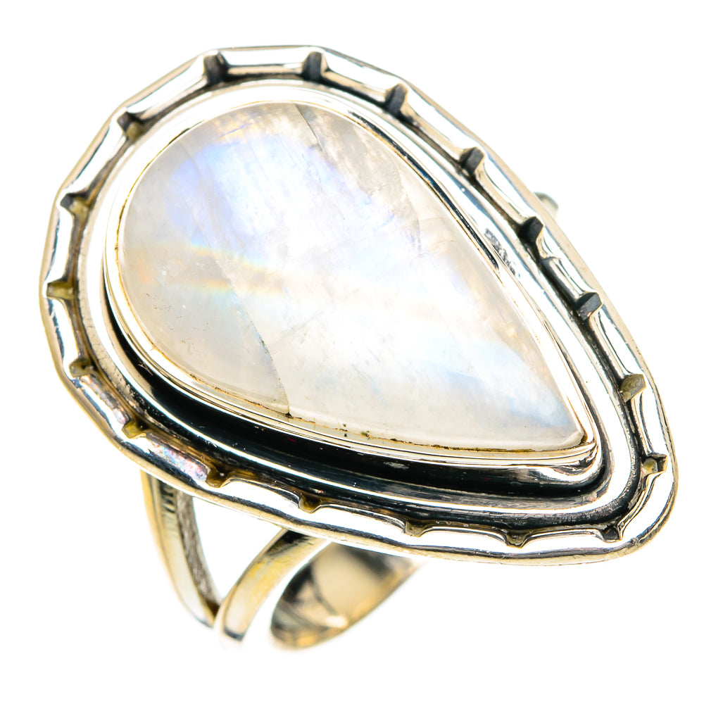 Rainbow Moonstone Rings handcrafted by Anasilvercos - RING82723
