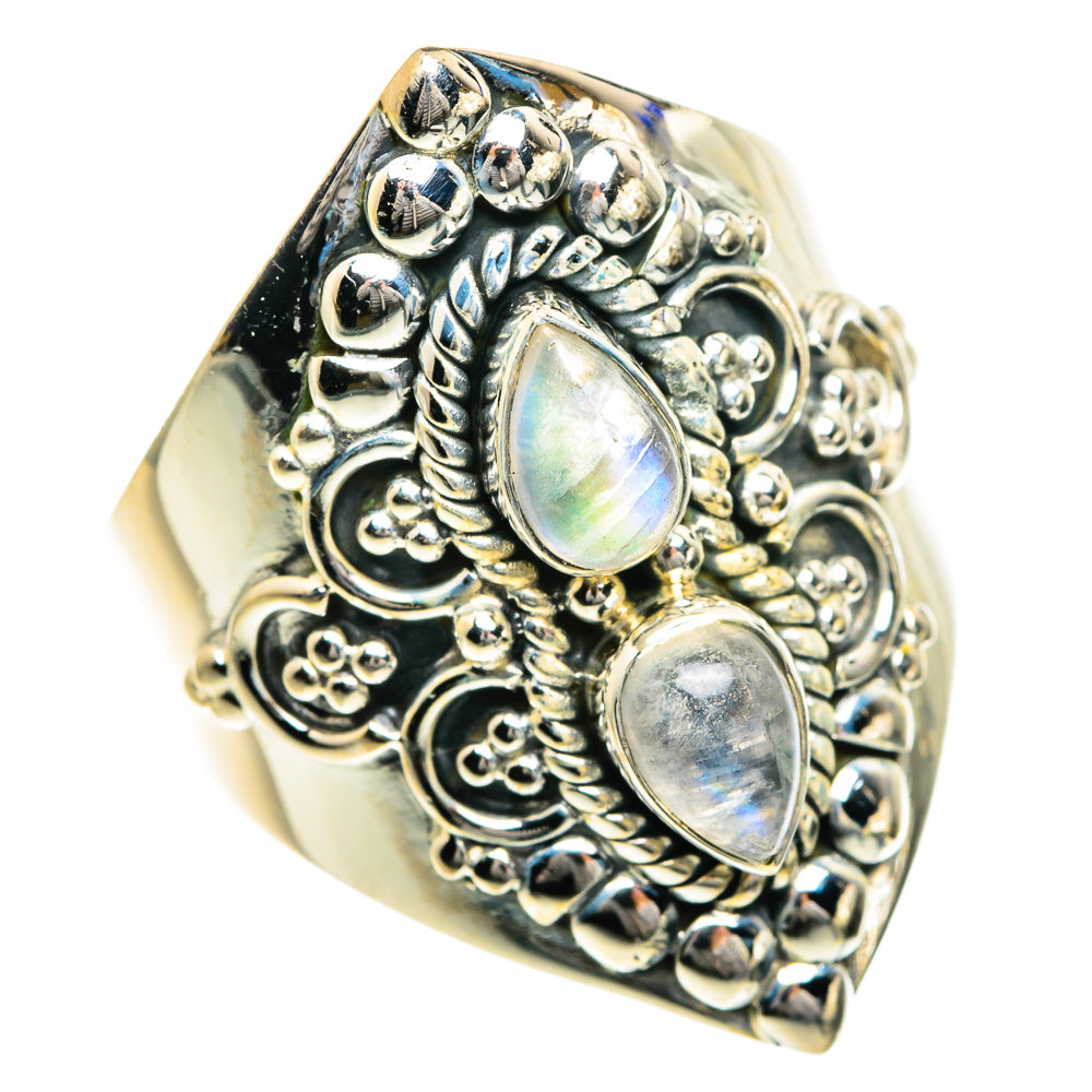 Rainbow Moonstone Rings handcrafted by Anasilvercos - RING82725
