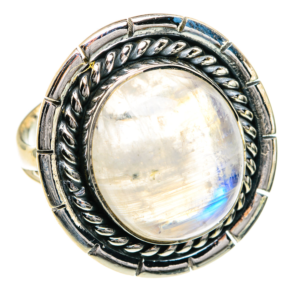 Rainbow Moonstone Rings handcrafted by Anasilvercos - RING82750
