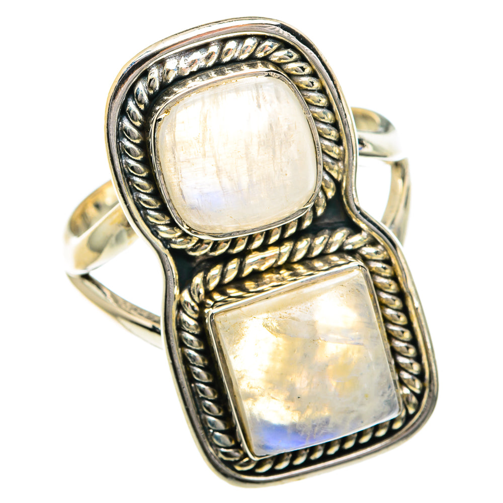 Rainbow Moonstone Rings handcrafted by Anasilvercos - RING82751