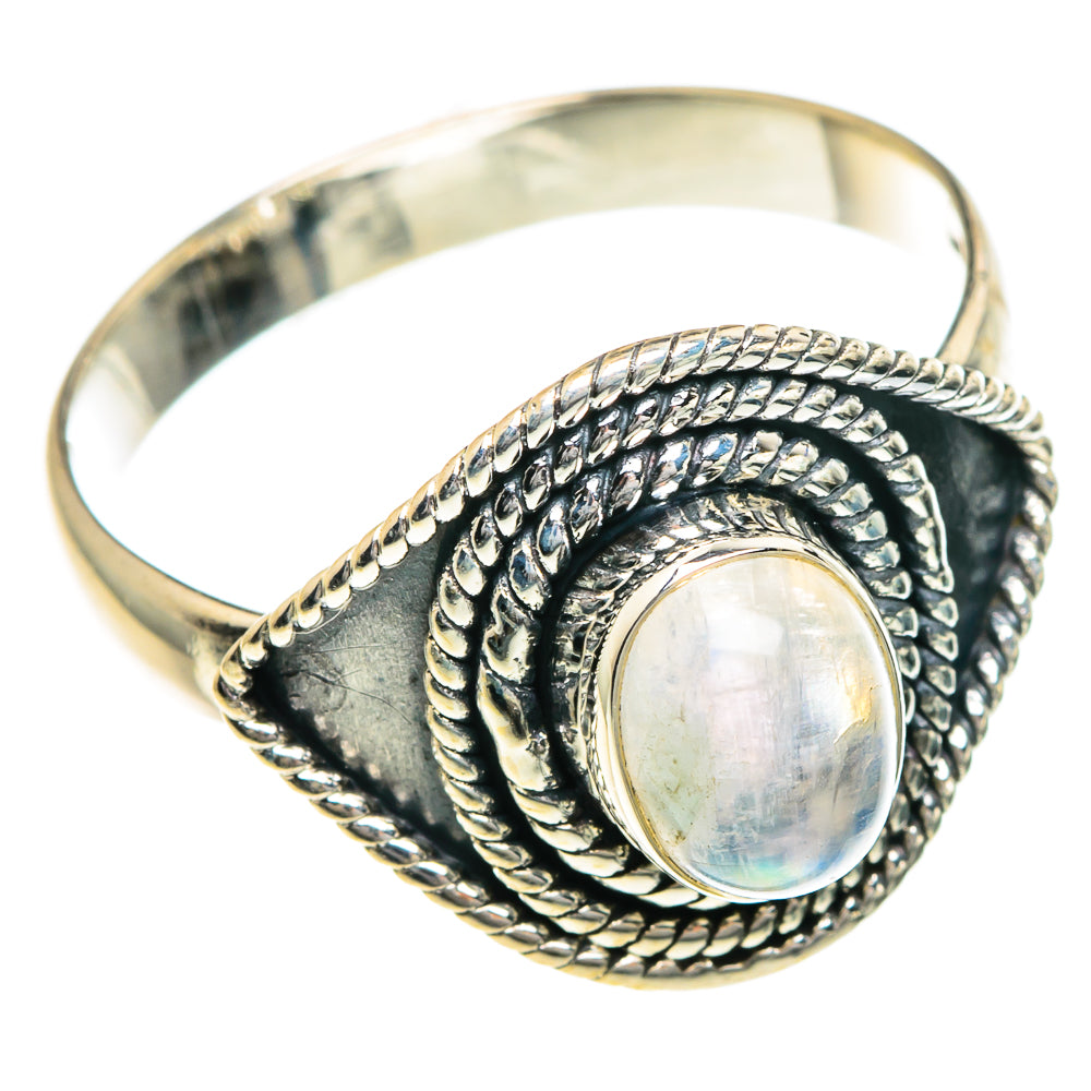 Rainbow Moonstone Rings handcrafted by Anasilvercos - RING82754