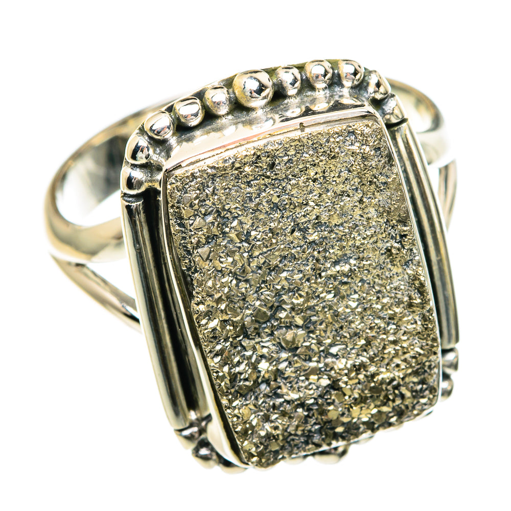 Spectro Pyrite Druzy Rings handcrafted by Anasilvercos - RING82755