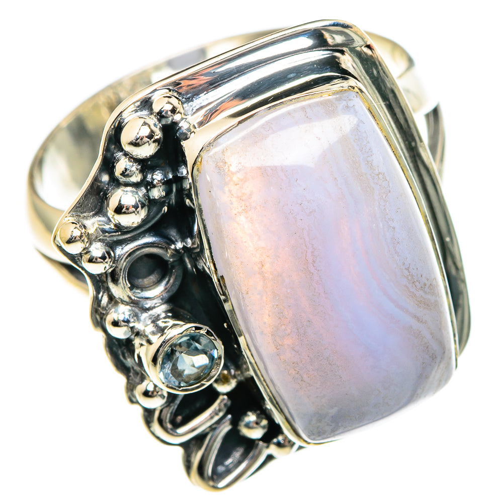Blue Lace Agate Rings handcrafted by Anasilvercos - RING82775