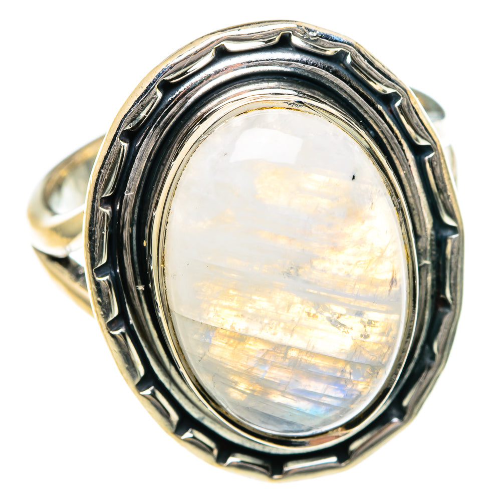 Rainbow Moonstone Rings handcrafted by Anasilvercos - RING82778