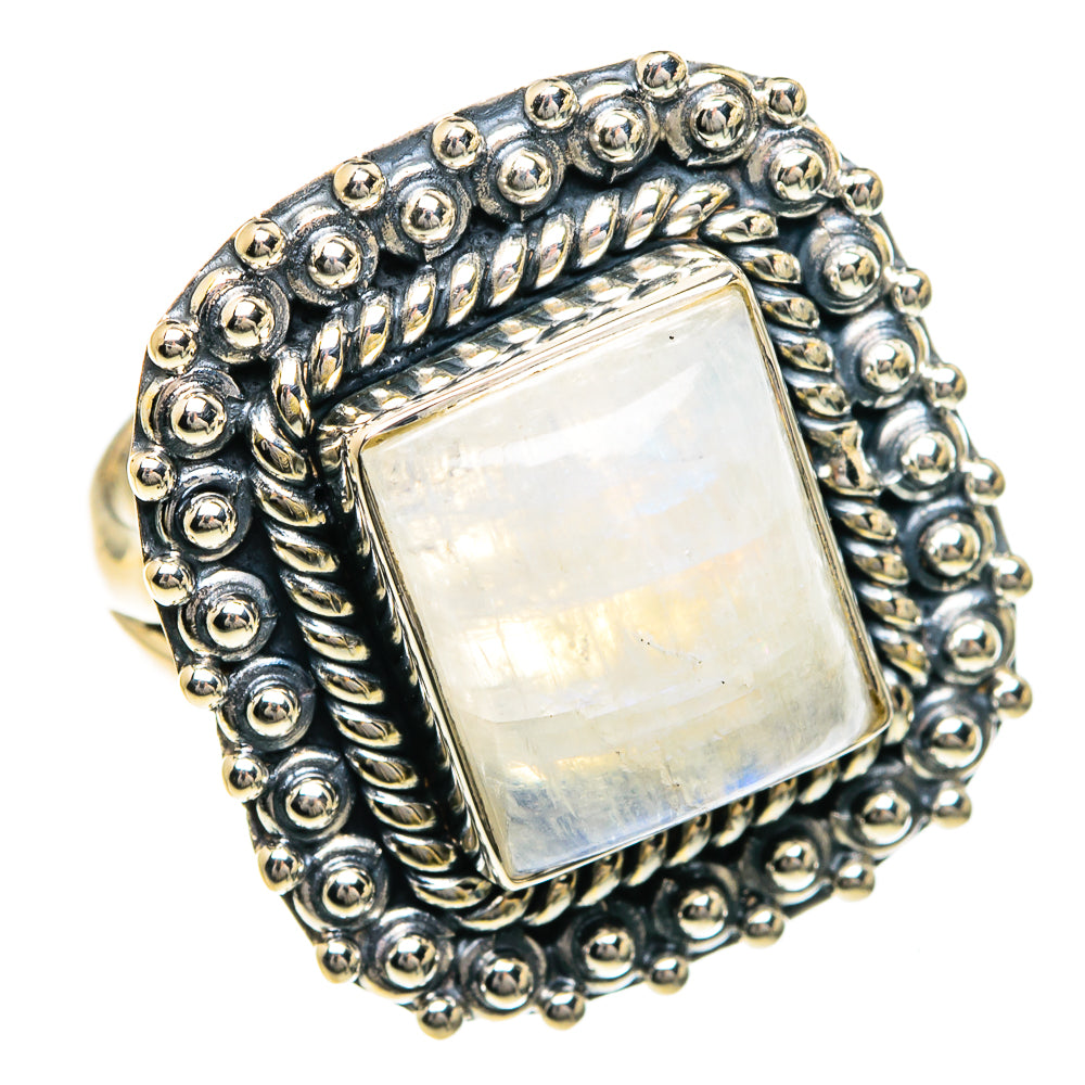 Rainbow Moonstone Rings handcrafted by Anasilvercos - RING82810