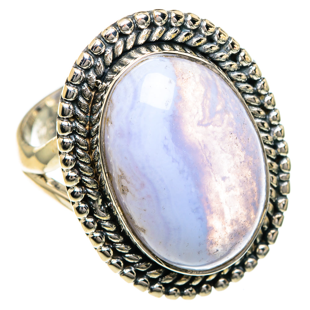 Blue Lace Agate Rings handcrafted by Anasilvercos - RING82811