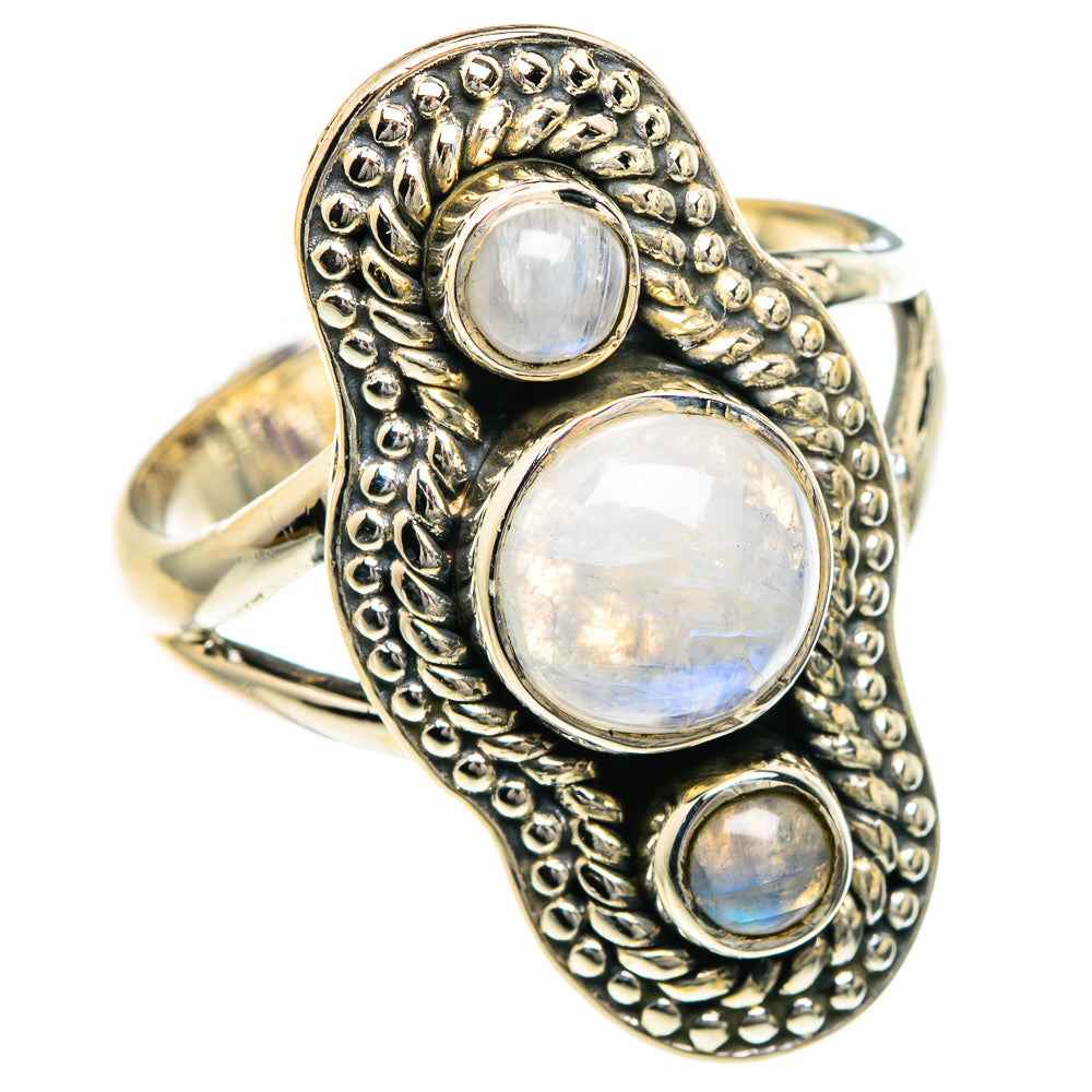 Rainbow Moonstone Rings handcrafted by Anasilvercos - RING82812