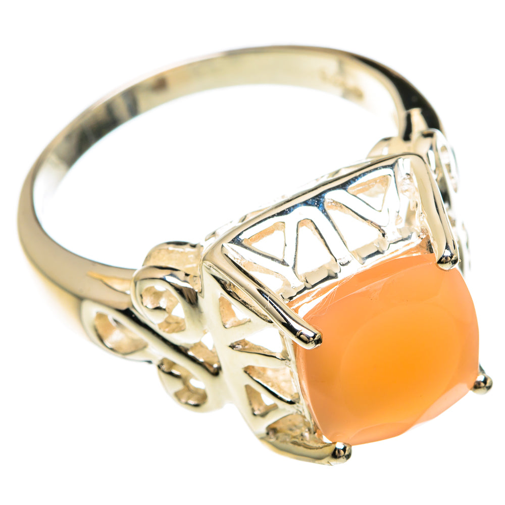 Peach Moonstone Rings handcrafted by Anasilvercos - RING82827