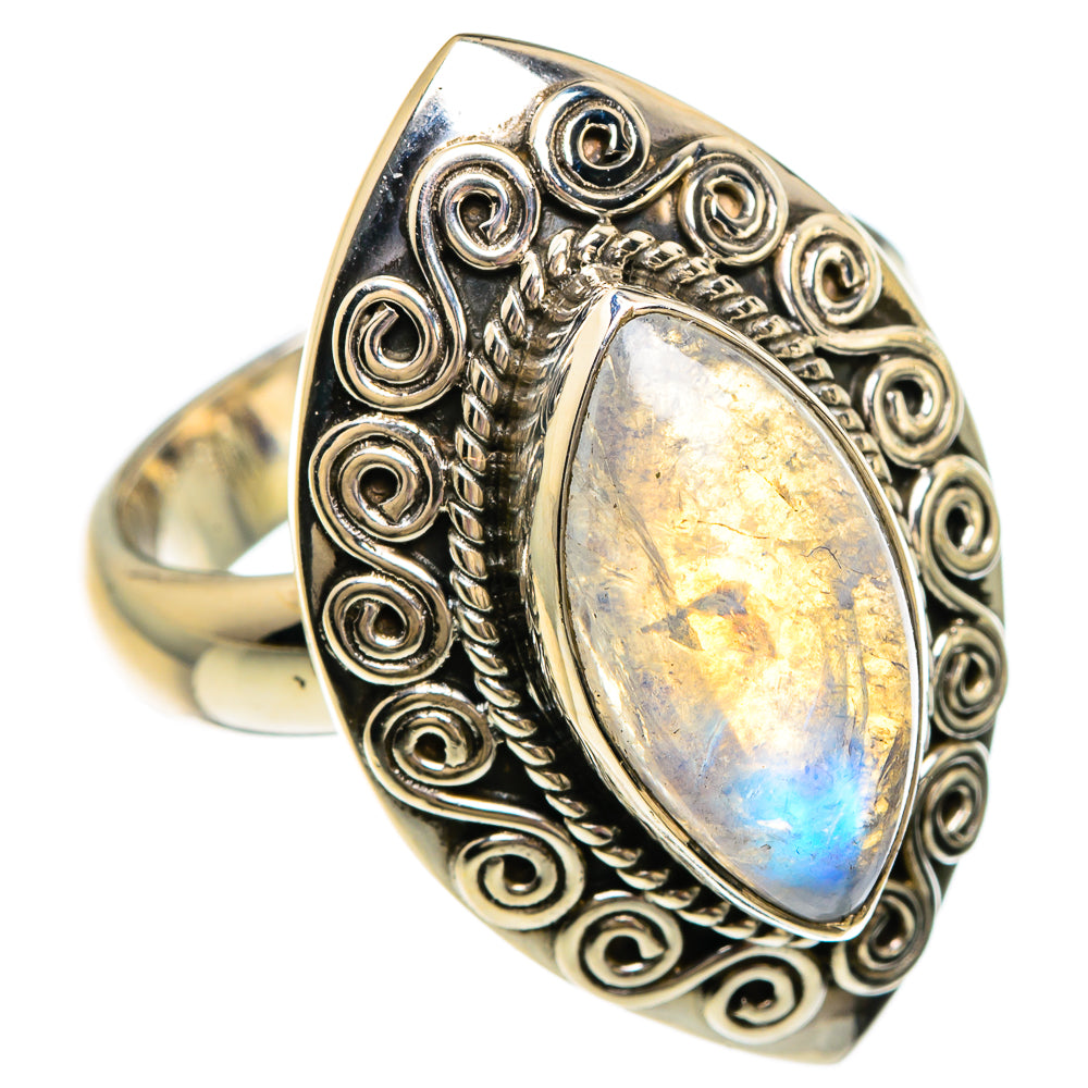 Rainbow Moonstone Rings handcrafted by Anasilvercos - RING82862