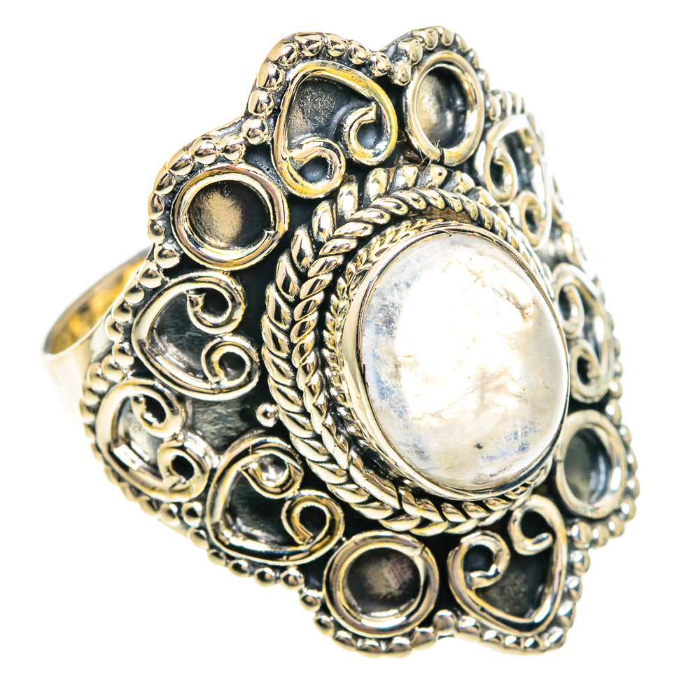 Rainbow Moonstone Rings handcrafted by Anasilvercos - RING82889