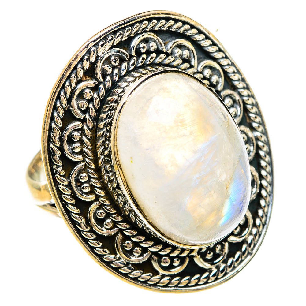 Rainbow Moonstone Rings handcrafted by Anasilvercos - RING82925