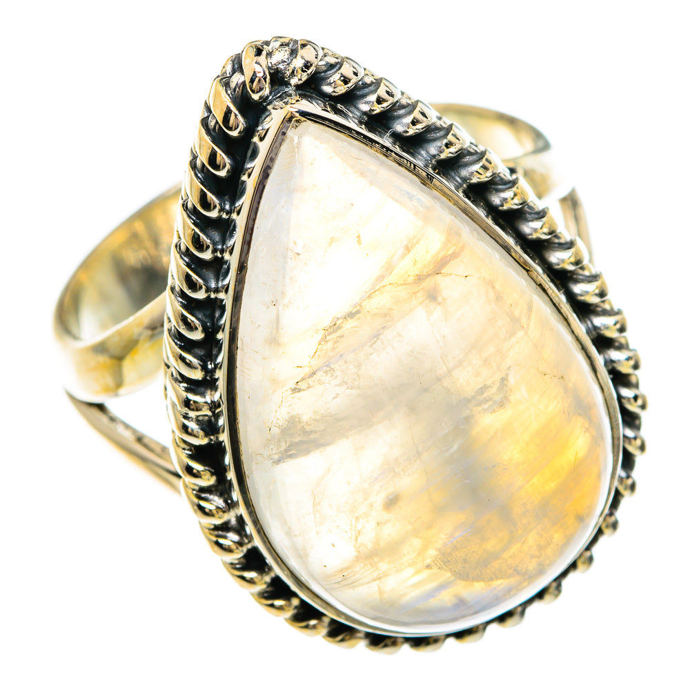 Rainbow Moonstone Rings handcrafted by Anasilvercos - RING82926